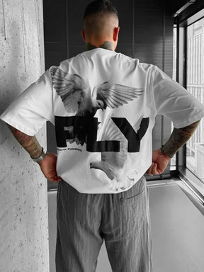 Oxvyn Fly T-Shirt in white, casual streetwear essential, side view